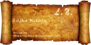 Lojka Nikola névjegykártya